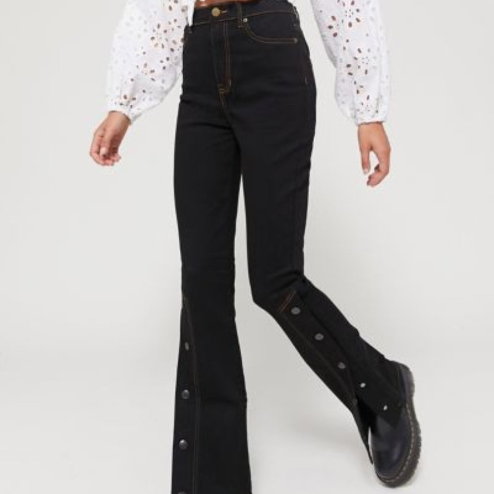 Urban Outfitters High-Waisted Button Flare Jean